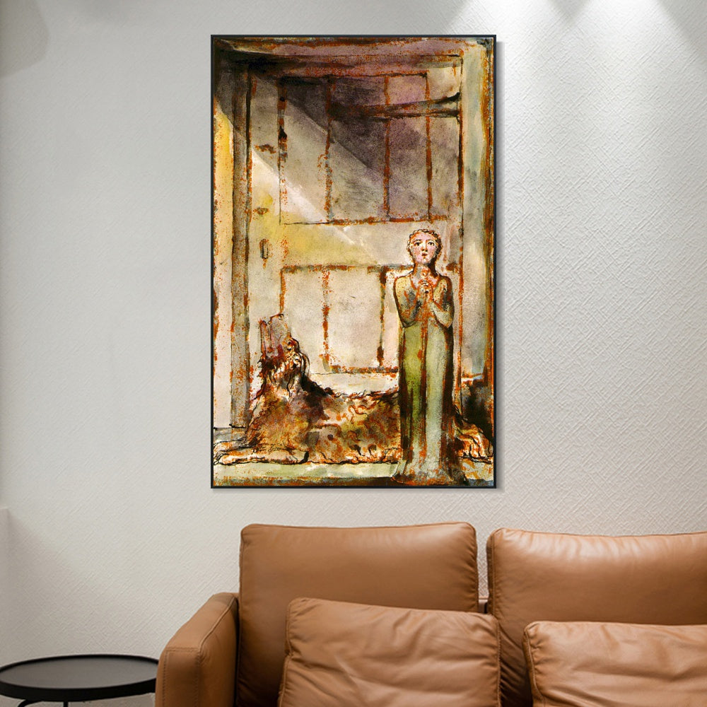 INVIN ART Framed Canvas Giclee Print Art Series#119 by William Blake Wall Art