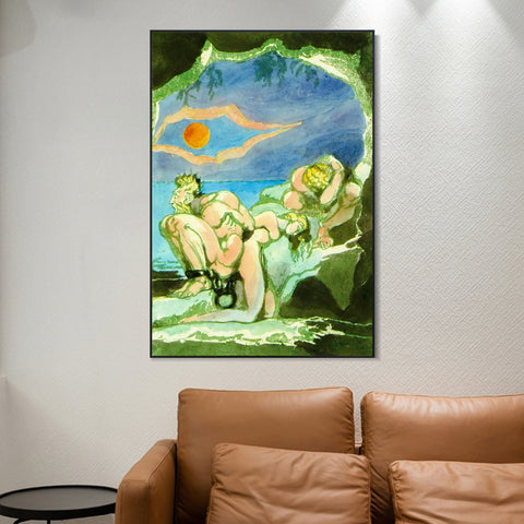 INVIN ART Framed Canvas Giclee Print Art Visions of the Daughters of Albion#4 by William Blake Wall Art Living Room Home Office Decorations