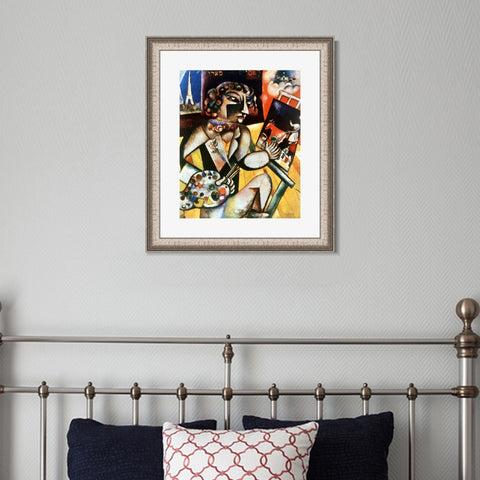 INVIN ART Framed Canvas Art Giclee Print Self-Portrait With Seven Fingers by Marc Chagall Wall Art Room Living Office Home Decorations
