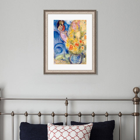 INVIN ART Framed Canvas Art Giclee Print Flower 3 by Marc Chagall Wall Art Room Living Office Home Decorations