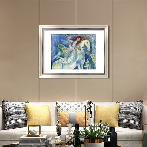 INVIN ART Framed Canvas Art Giclee Print Woman on the horse by Marc Chagall Wall Art Room Living Office Home Decorations