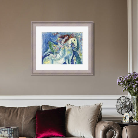 INVIN ART Framed Canvas Art Giclee Print Woman on the horse by Marc Chagall Wall Art Room Living Office Home Decorations