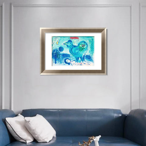 INVIN ART Framed Canvas Art Giclee Print Dlm pausage au coq by Marc Chagall Wall Art Room Living Office Home Decorations