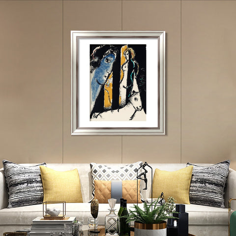 INVIN ART Framed Canvas Art Giclee Print Face by Marc Chagall Wall Art Room Living Office Home Decorations