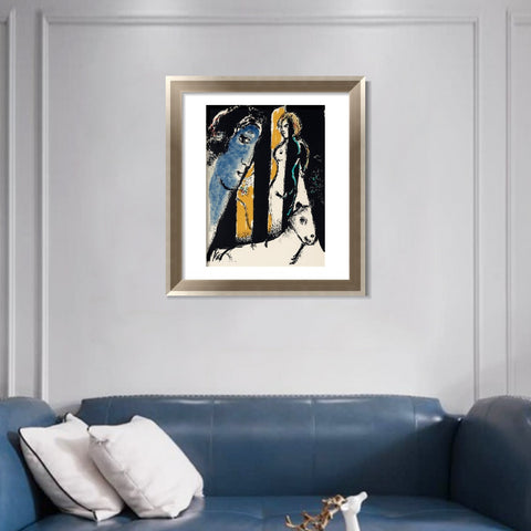 INVIN ART Framed Canvas Art Giclee Print Face by Marc Chagall Wall Art Room Living Office Home Decorations