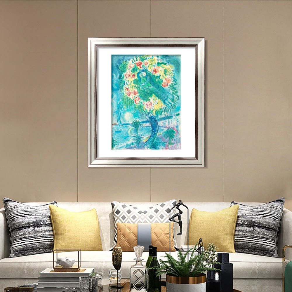 INVIN ART Framed Canvas Art Giclee Print Flower 2 by Marc Chagall Wall Art Room Living Office Home Decorations