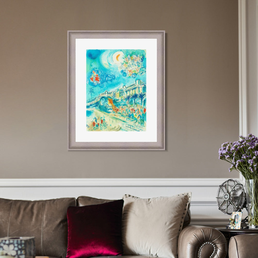 INVIN ART Framed Canvas Art Giclee Print Hug Bataille de Fleurs by Marc Chagall Wall Art Room Living Office Home Decorations