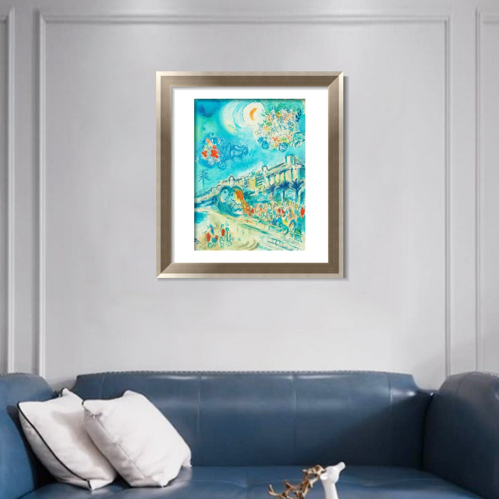 INVIN ART Framed Canvas Art Giclee Print Hug Bataille de Fleurs by Marc Chagall Wall Art Room Living Office Home Decorations