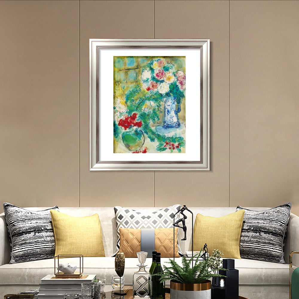 INVIN ART Framed Canvas Art Giclee Print Flower 18 by Marc Chagall Wall Art Room Living Office Home Decorations