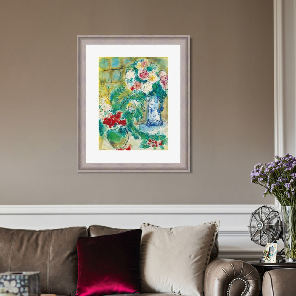 INVIN ART Framed Canvas Art Giclee Print Flower 18 by Marc Chagall Wall Art Room Living Office Home Decorations