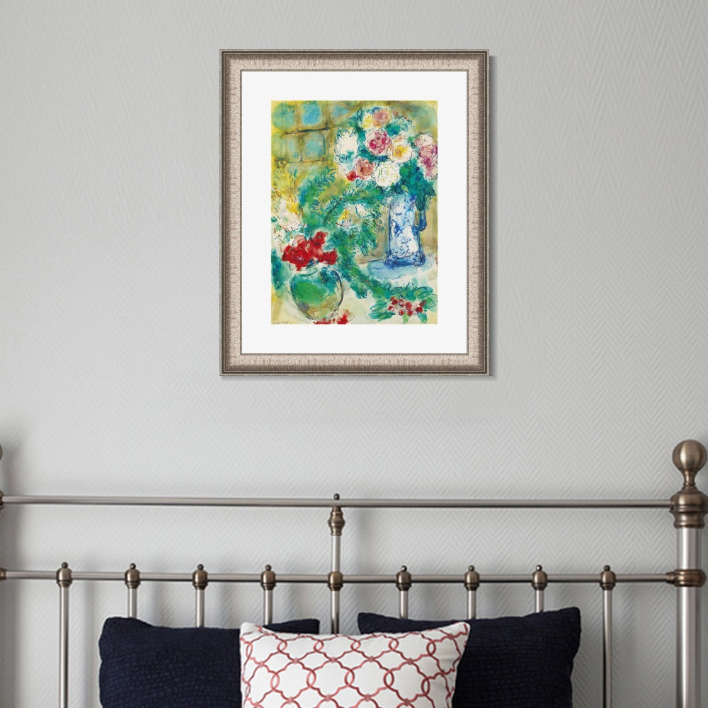 INVIN ART Framed Canvas Art Giclee Print Flower 18 by Marc Chagall Wall Art Room Living Office Home Decorations