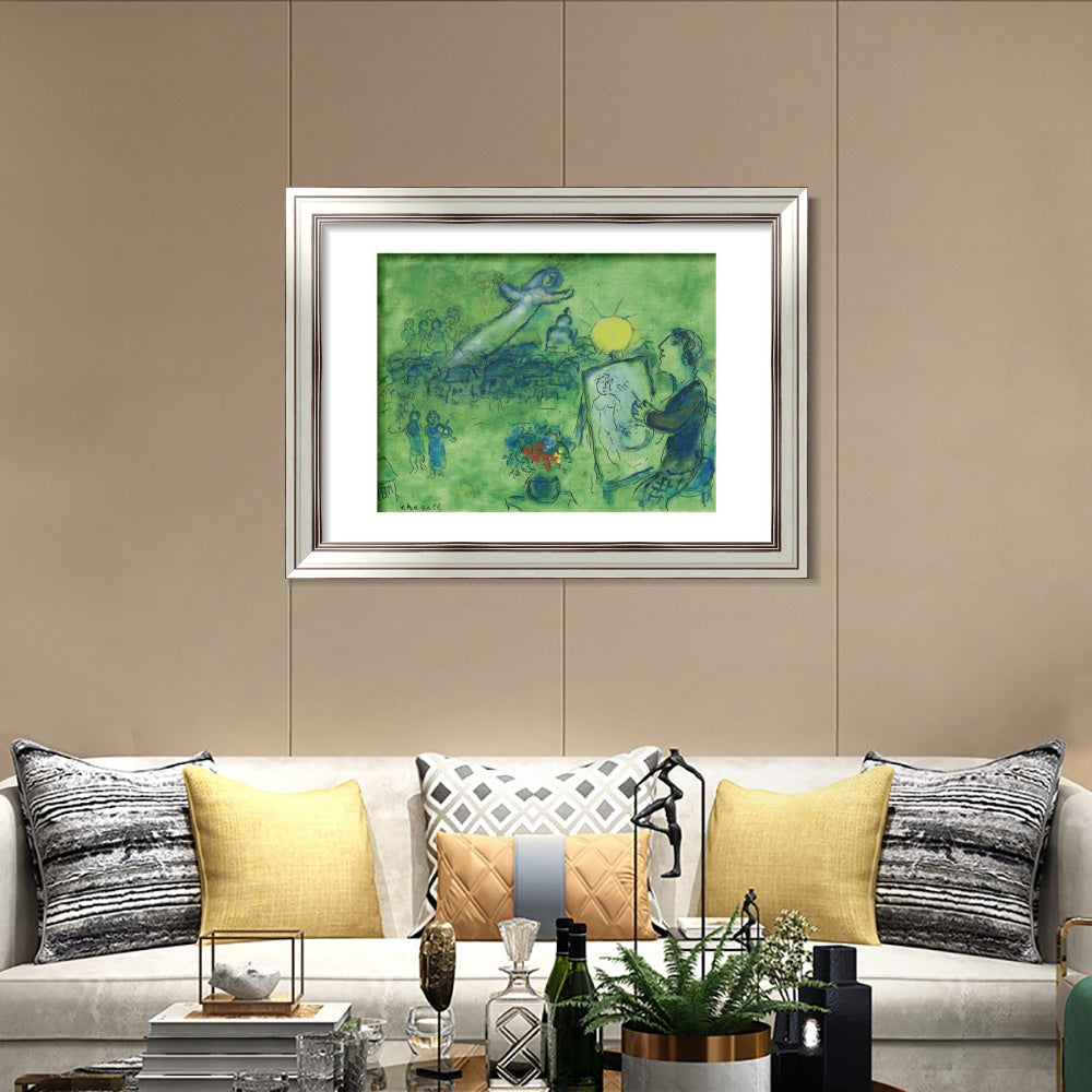 INVIN ART Framed Canvas Art Giclee Print Series#33 by Marc Chagall Wall Art Room Living Office Home Decorations