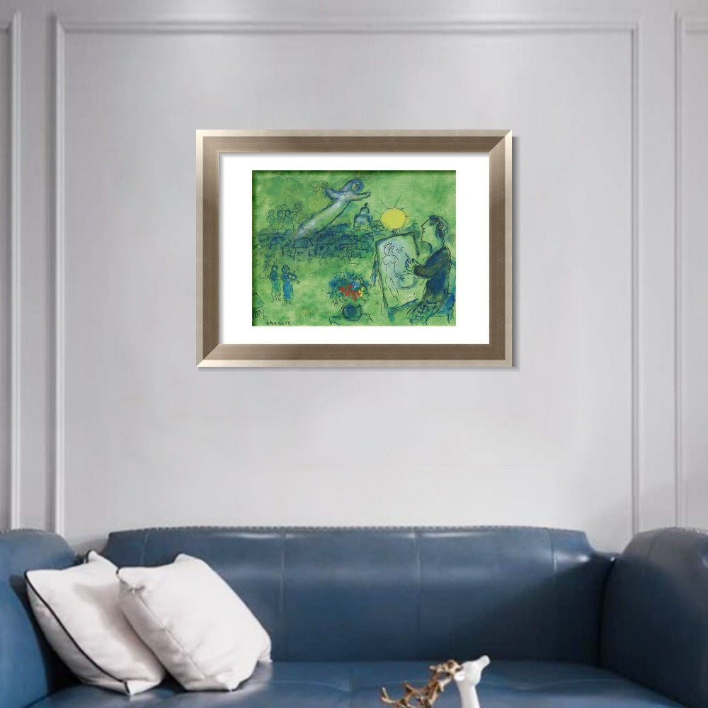 INVIN ART Framed Canvas Art Giclee Print Series#33 by Marc Chagall Wall Art Room Living Office Home Decorations