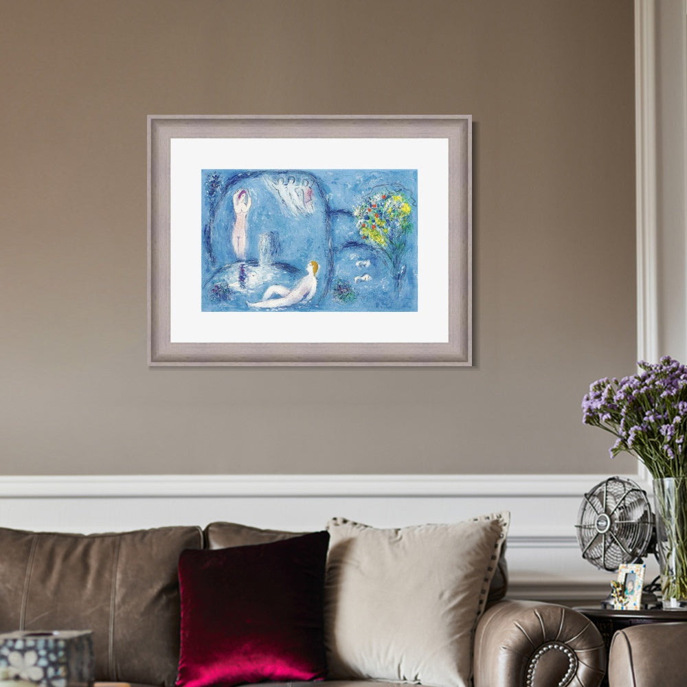 INVIN ART Framed Canvas Art Giclee Print Bath by Marc Chagall Wall Art Room Living Office Home Decorations