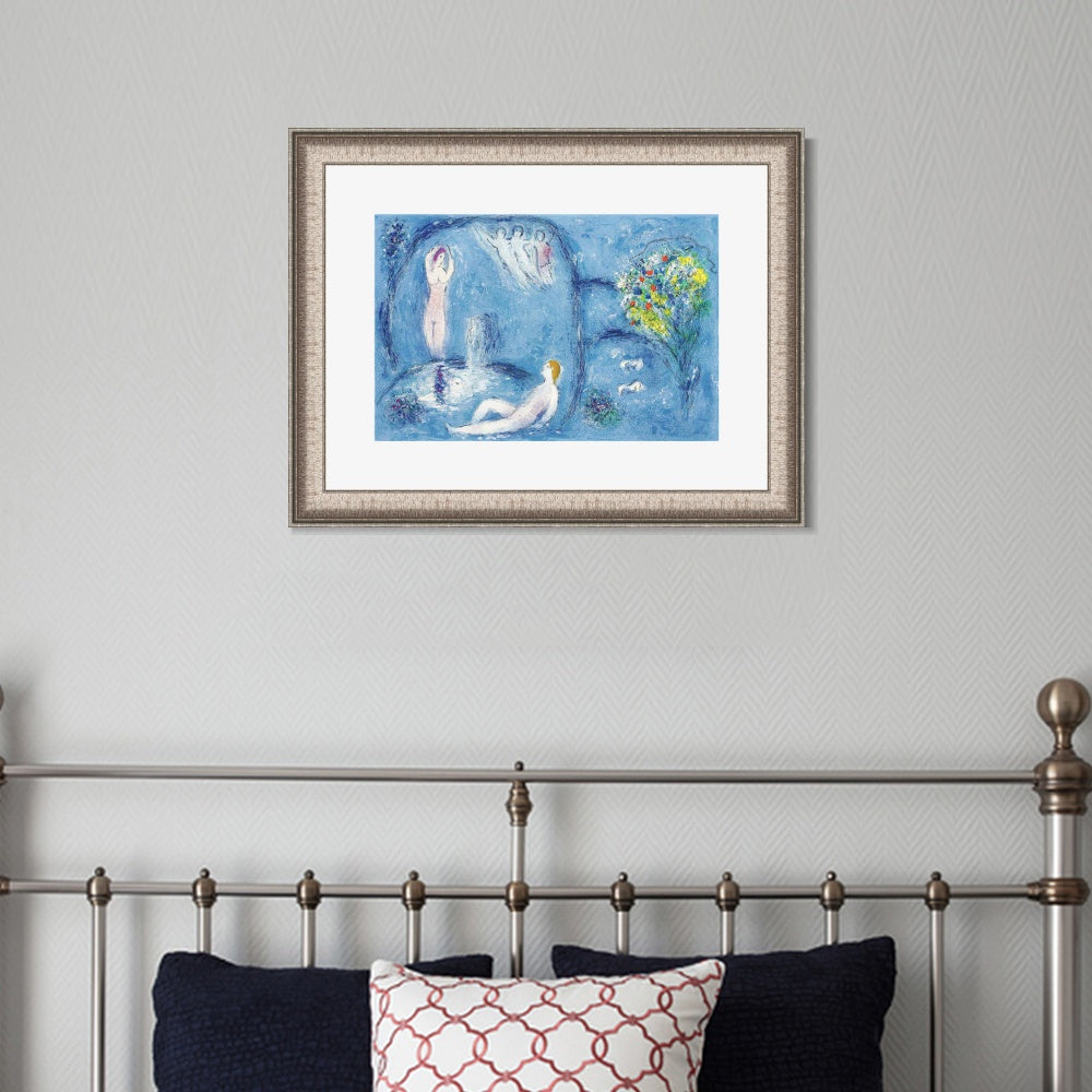 INVIN ART Framed Canvas Art Giclee Print Bath by Marc Chagall Wall Art Room Living Office Home Decorations
