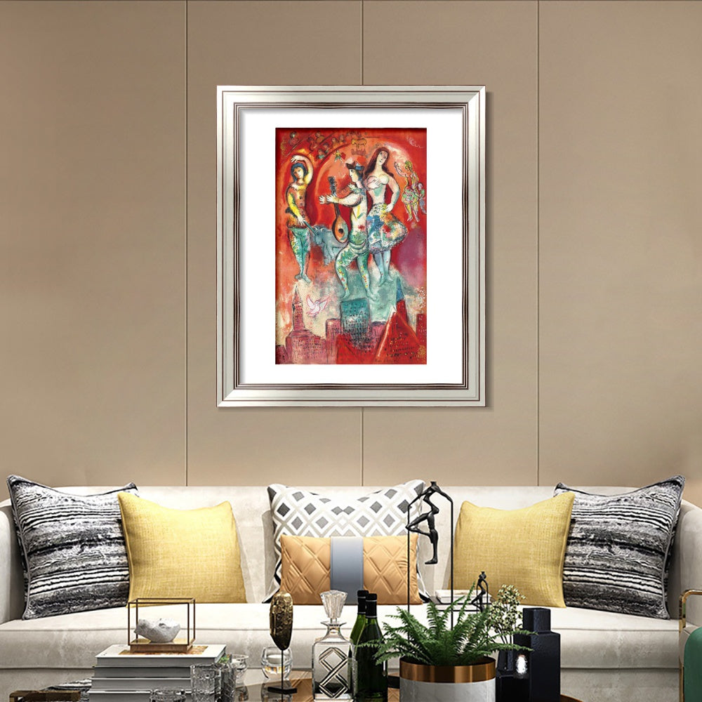 INVIN ART Framed Canvas Art Giclee Print Carmen by Marc Chagall Wall Art Room Living Office Home Decorations