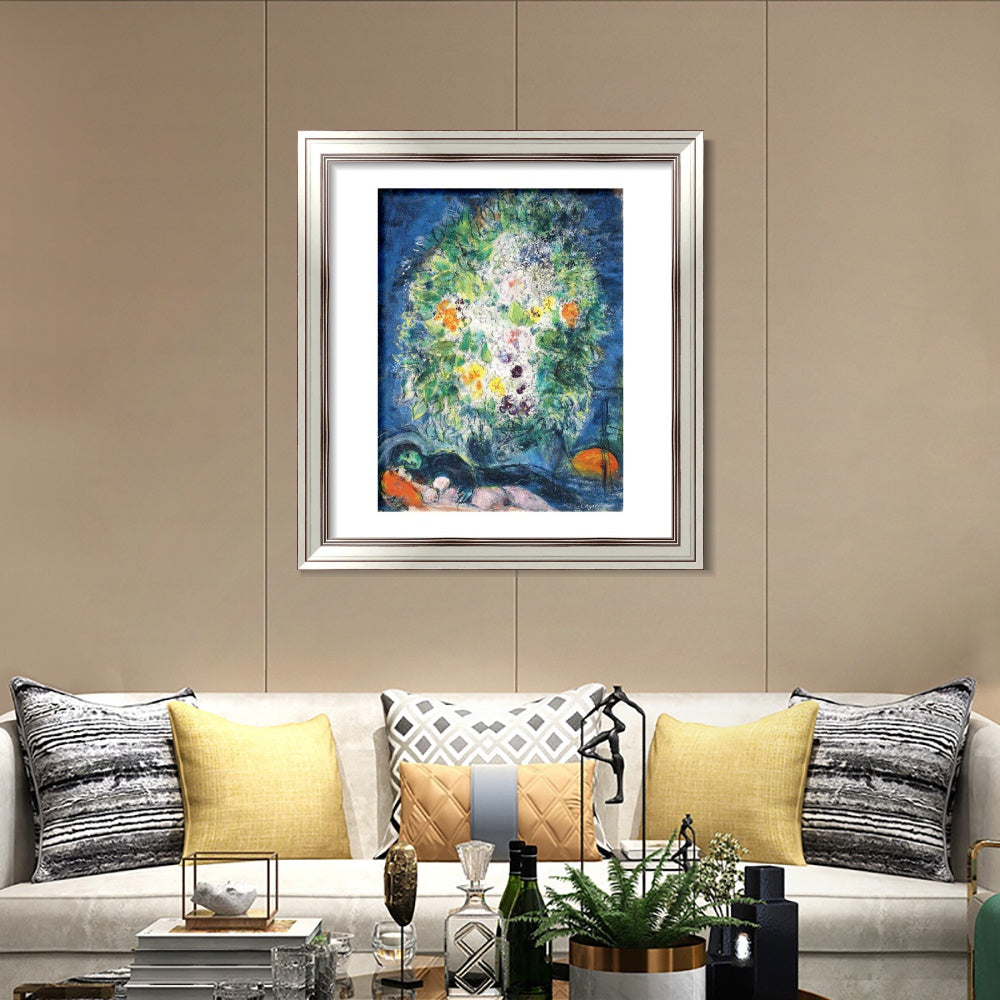 INVIN ART Framed Canvas Art Giclee Print Flower Series#041 by Marc Chagall Wall Art Room Living Office Home Decorations