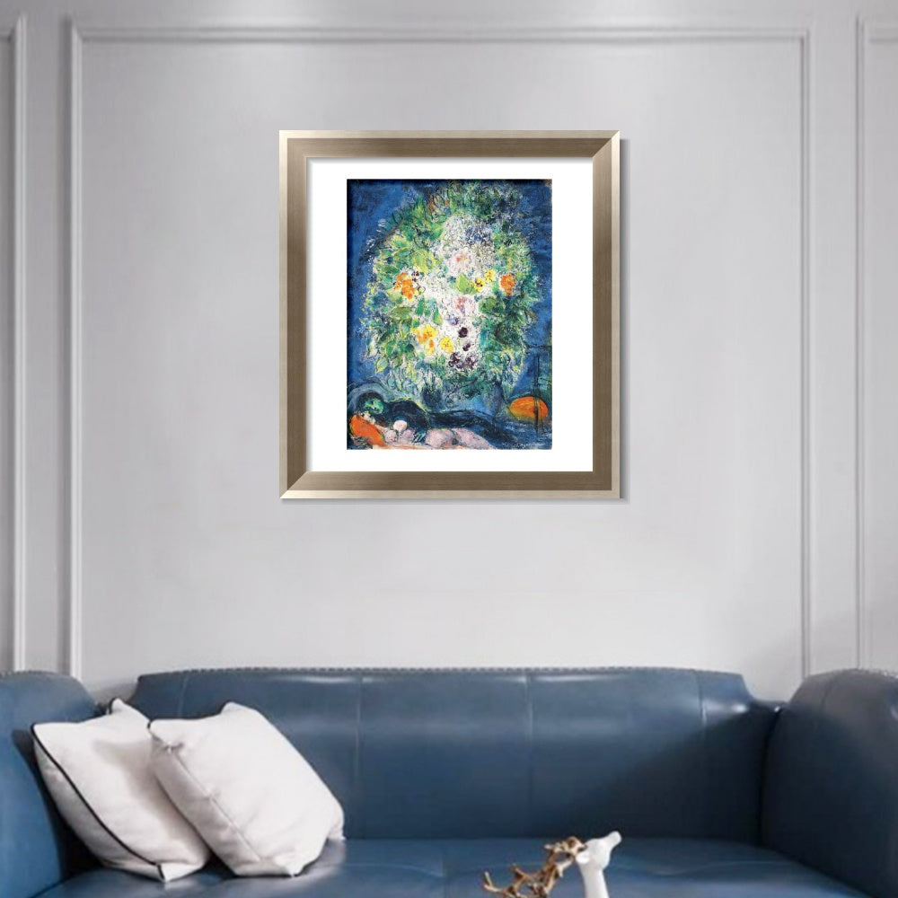 INVIN ART Framed Canvas Art Giclee Print Flower Series#041 by Marc Chagall Wall Art Room Living Office Home Decorations