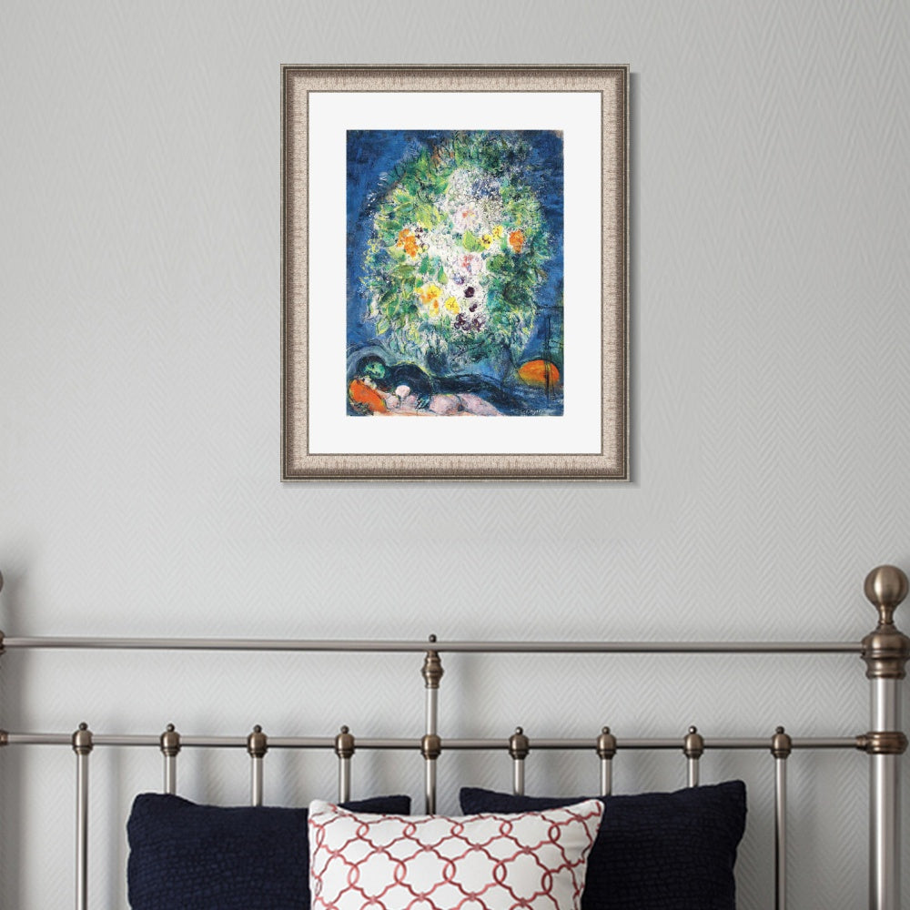 INVIN ART Framed Canvas Art Giclee Print Flower Series#041 by Marc Chagall Wall Art Room Living Office Home Decorations