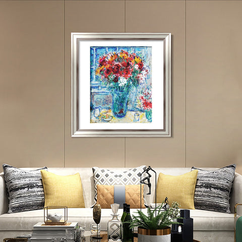 INVIN ART Framed Canvas Art Giclee Print Flower 8 by Marc Chagall Wall Art Room Living Office Home Decorations