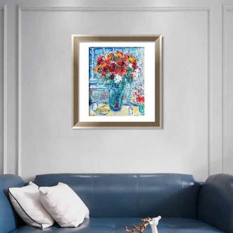 INVIN ART Framed Canvas Art Giclee Print Flower 8 by Marc Chagall Wall Art Room Living Office Home Decorations