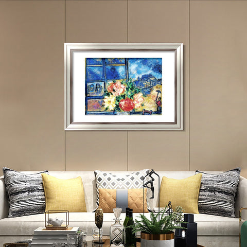 INVIN ART Framed Canvas Art Giclee Print Flower 13 by Marc Chagall Wall Art Room Living Office Home Decorations
