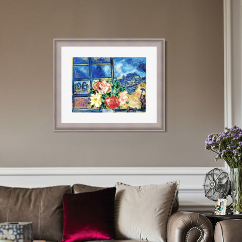 INVIN ART Framed Canvas Art Giclee Print Flower 13 by Marc Chagall Wall Art Room Living Office Home Decorations