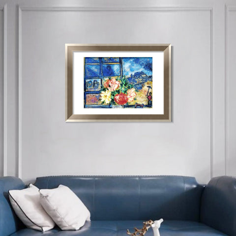 INVIN ART Framed Canvas Art Giclee Print Flower 13 by Marc Chagall Wall Art Room Living Office Home Decorations