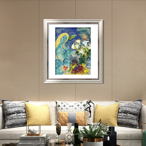 INVIN ART Framed Canvas Art Giclee Print Flower 9 by Marc Chagall Wall Art Room Living Office Home Decorations