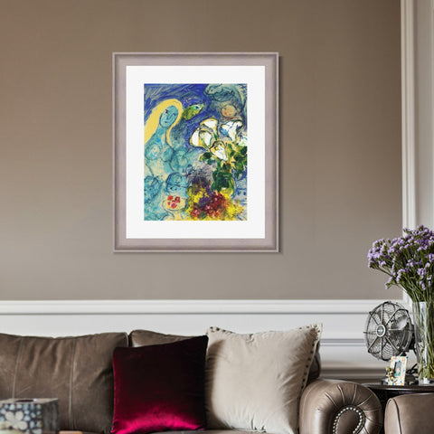 INVIN ART Framed Canvas Art Giclee Print Flower 9 by Marc Chagall Wall Art Room Living Office Home Decorations