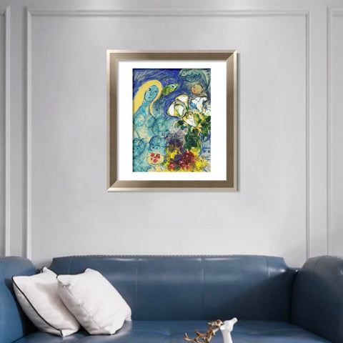 INVIN ART Framed Canvas Art Giclee Print Flower 9 by Marc Chagall Wall Art Room Living Office Home Decorations