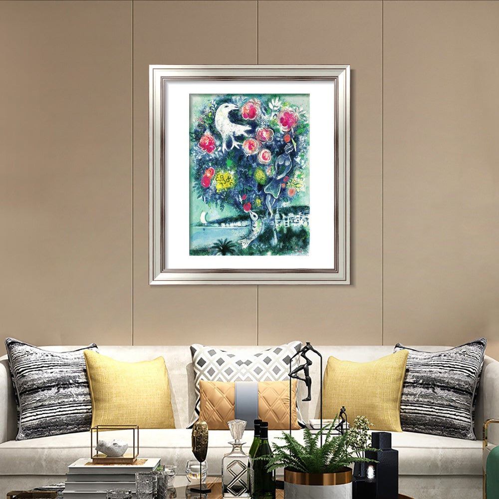 INVIN ART Framed Canvas Art Giclee Print Flower 12 by Marc Chagall Wall Art Room Living Office Home Decorations