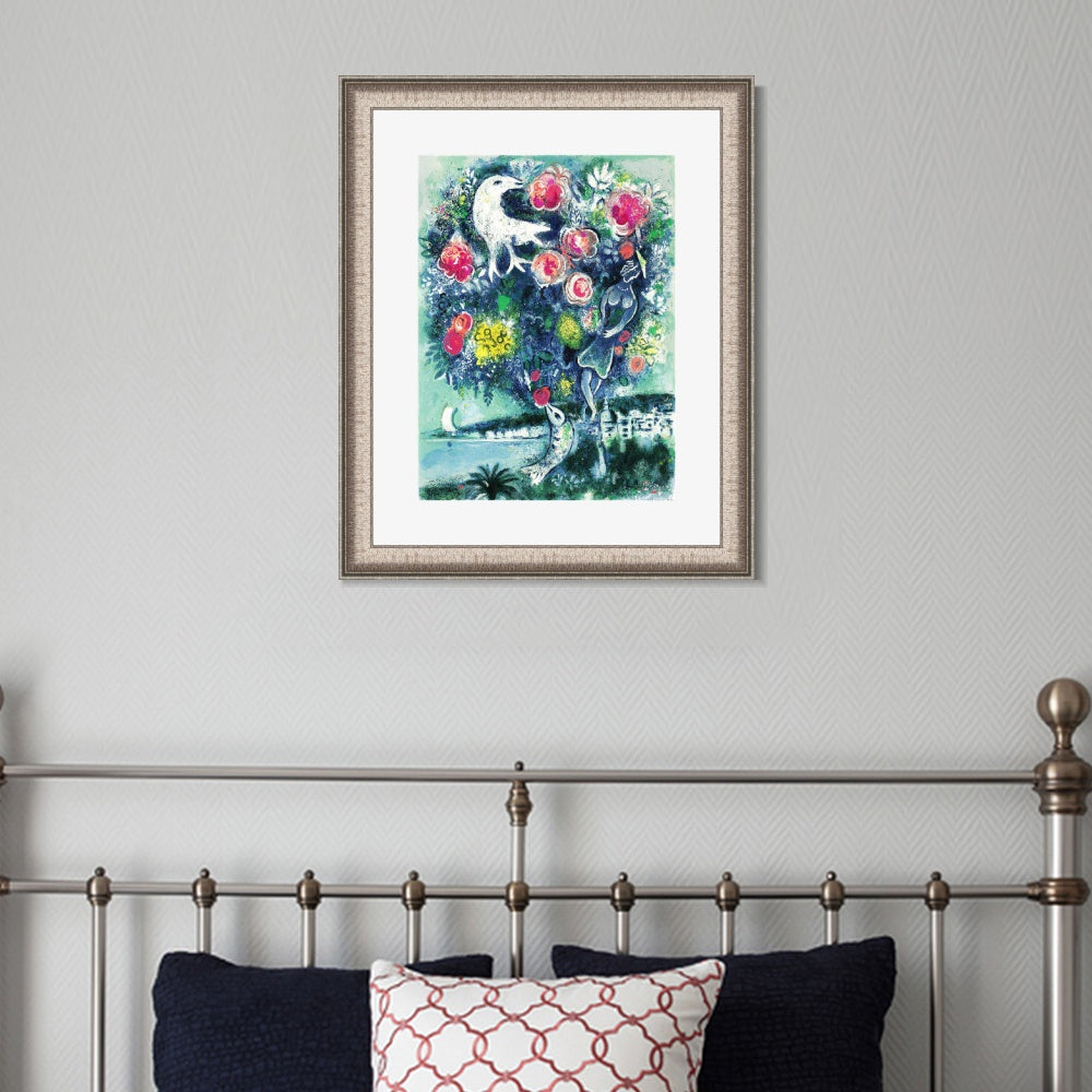 INVIN ART Framed Canvas Art Giclee Print Flower 12 by Marc Chagall Wall Art Room Living Office Home Decorations