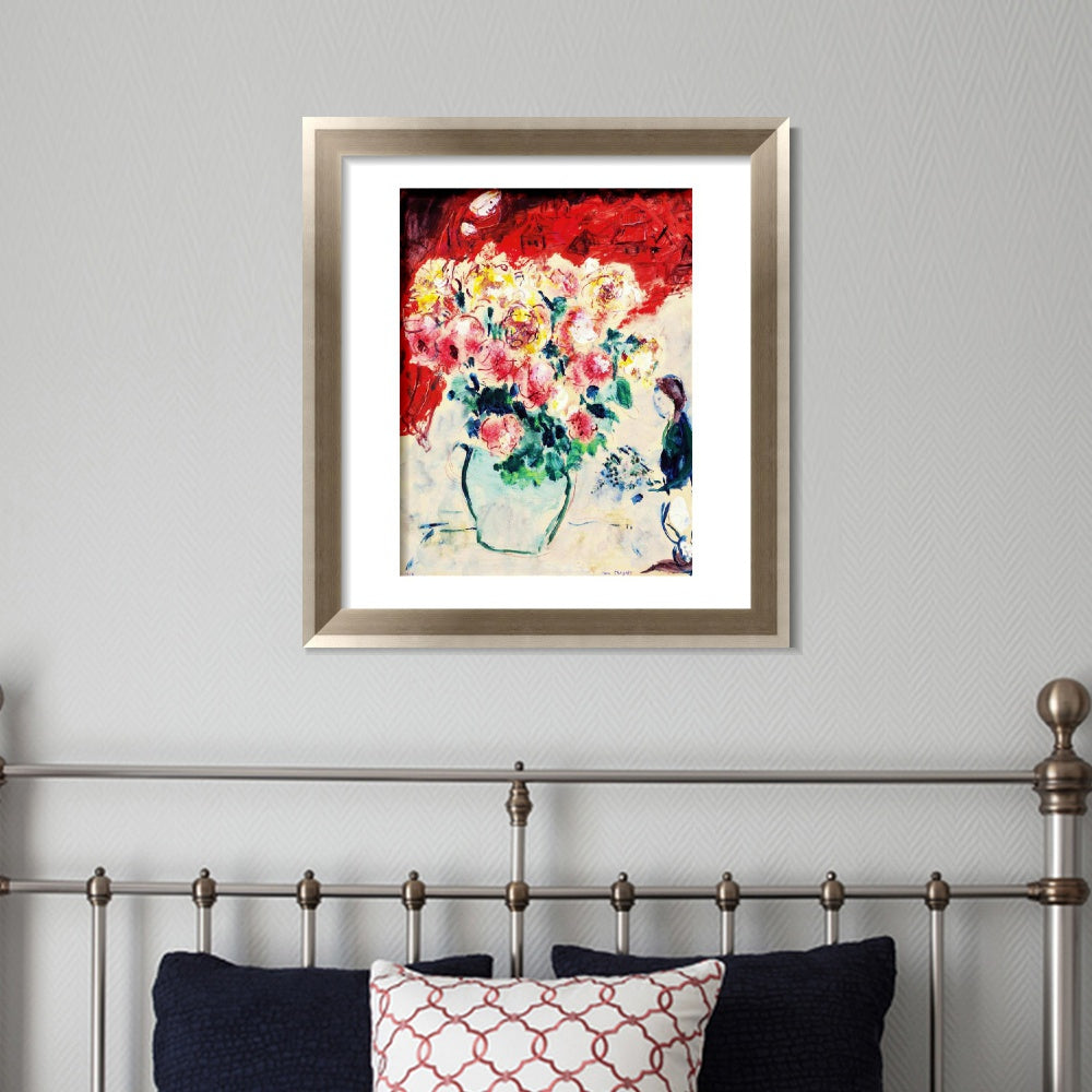 INVIN ART Framed Canvas Art Giclee Print Flower 10 by Marc Chagall Wall Art Room Living Office Home Decorations