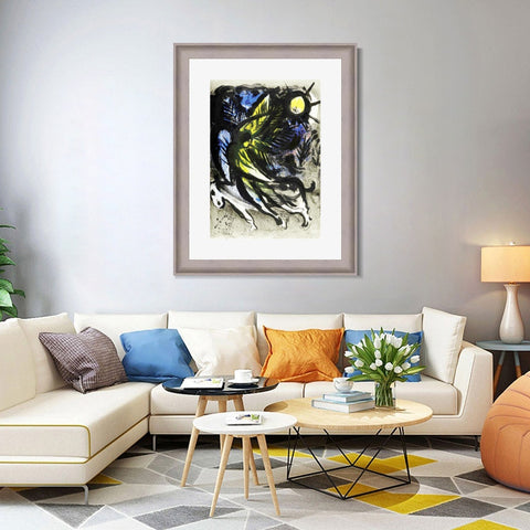 INVIN ART Framed Canvas Art Giclee Print L'ANGE SURVOLANT LA FOR?T D'EDEN by Marc Chagall Wall Art Room Living Office Home Decorations