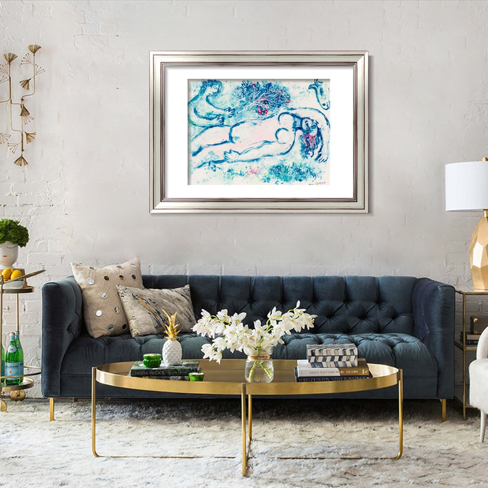 INVIN ART Framed Canvas Art Giclee Print Naked man by Marc Chagall Wall Art Room Living Office Home Decorations
