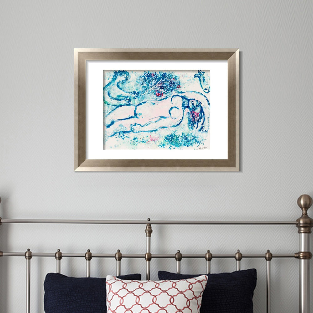 INVIN ART Framed Canvas Art Giclee Print Naked man by Marc Chagall Wall Art Room Living Office Home Decorations