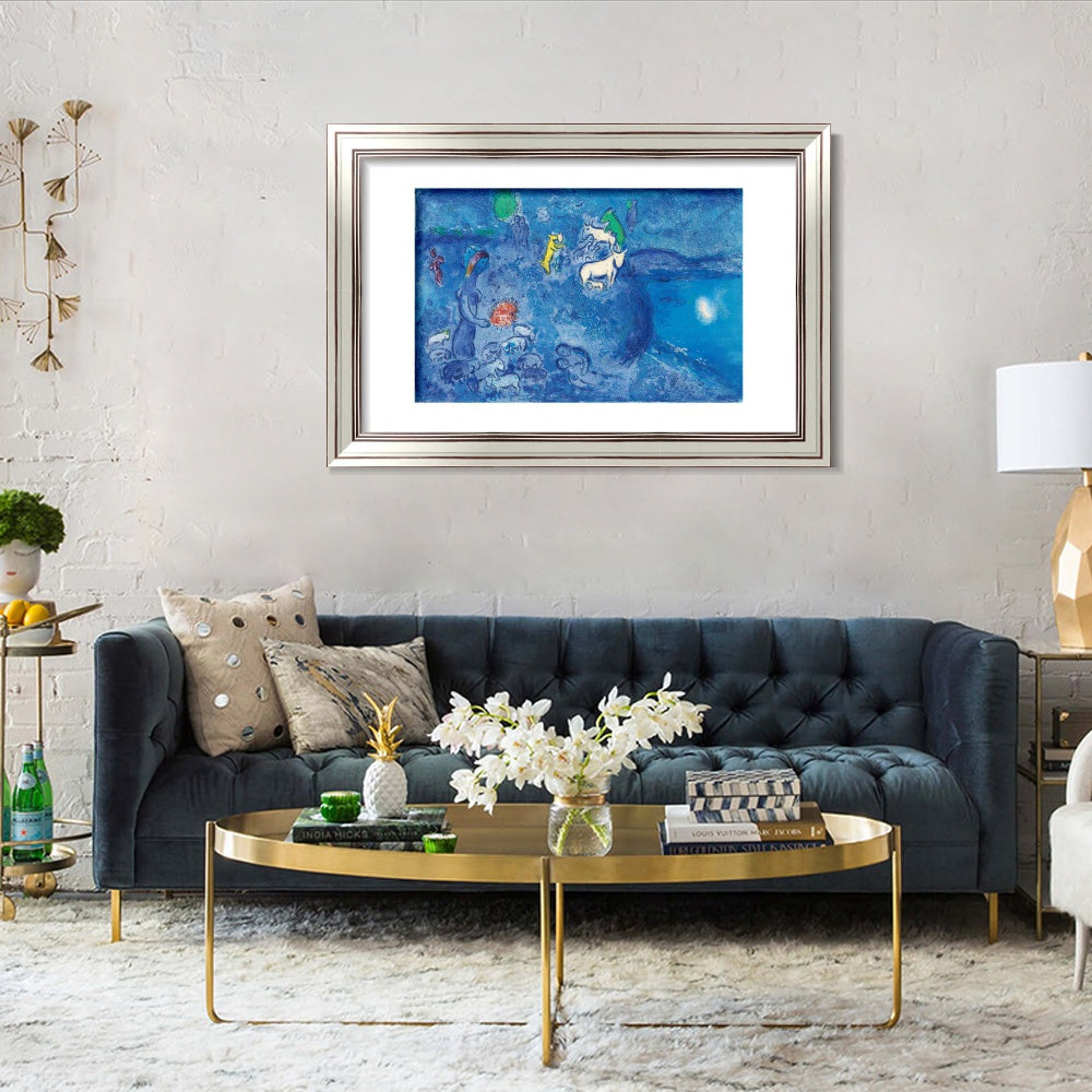 INVIN ART Framed Canvas Art Giclee Print River by Marc Chagall Wall Art Room Living Office Home Decorations