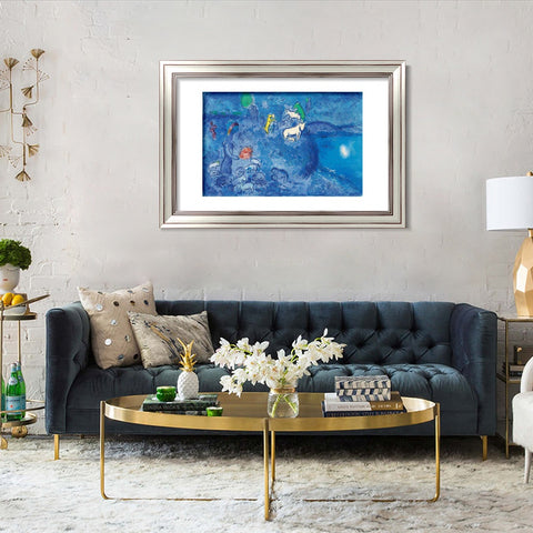 INVIN ART Framed Canvas Art Giclee Print River by Marc Chagall Wall Art Room Living Office Home Decorations