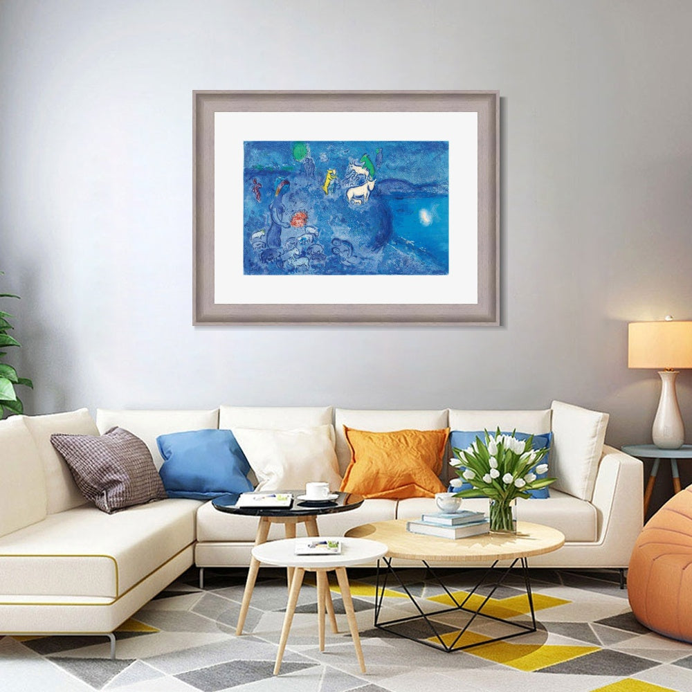 INVIN ART Framed Canvas Art Giclee Print River by Marc Chagall Wall Art Room Living Office Home Decorations