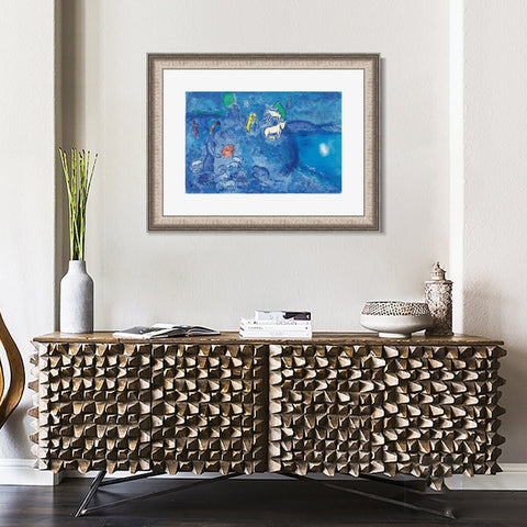 INVIN ART Framed Canvas Art Giclee Print River by Marc Chagall Wall Art Room Living Office Home Decorations