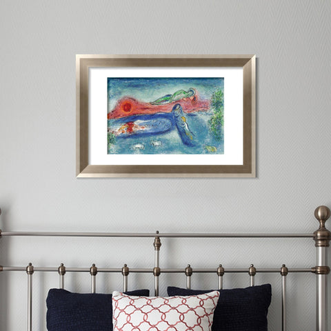 INVIN ART Framed Canvas Art Giclee Print Women and sheep by Marc Chagall Wall Art Room Living Office Home Decorations