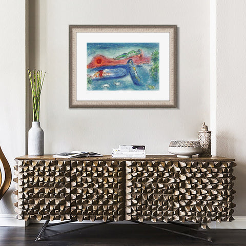 INVIN ART Framed Canvas Art Giclee Print Women and sheep by Marc Chagall Wall Art Room Living Office Home Decorations