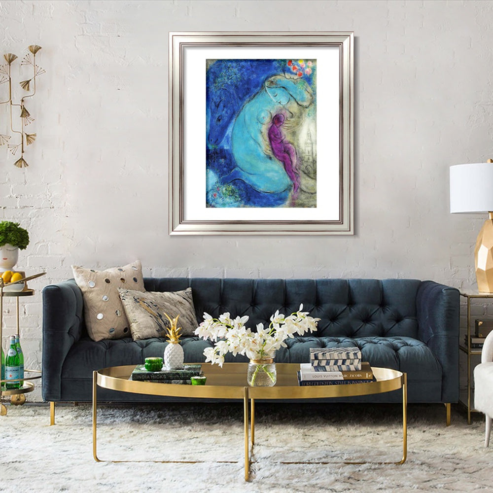 INVIN ART Framed Canvas Art Giclee Print Mother and baby by Marc Chagall Wall Art Room Living Office Home Decorations