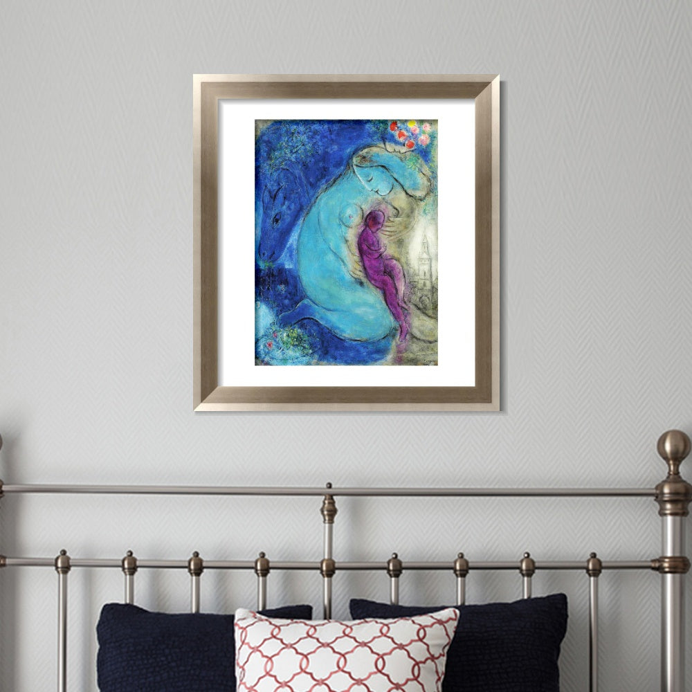 INVIN ART Framed Canvas Art Giclee Print Mother and baby by Marc Chagall Wall Art Room Living Office Home Decorations