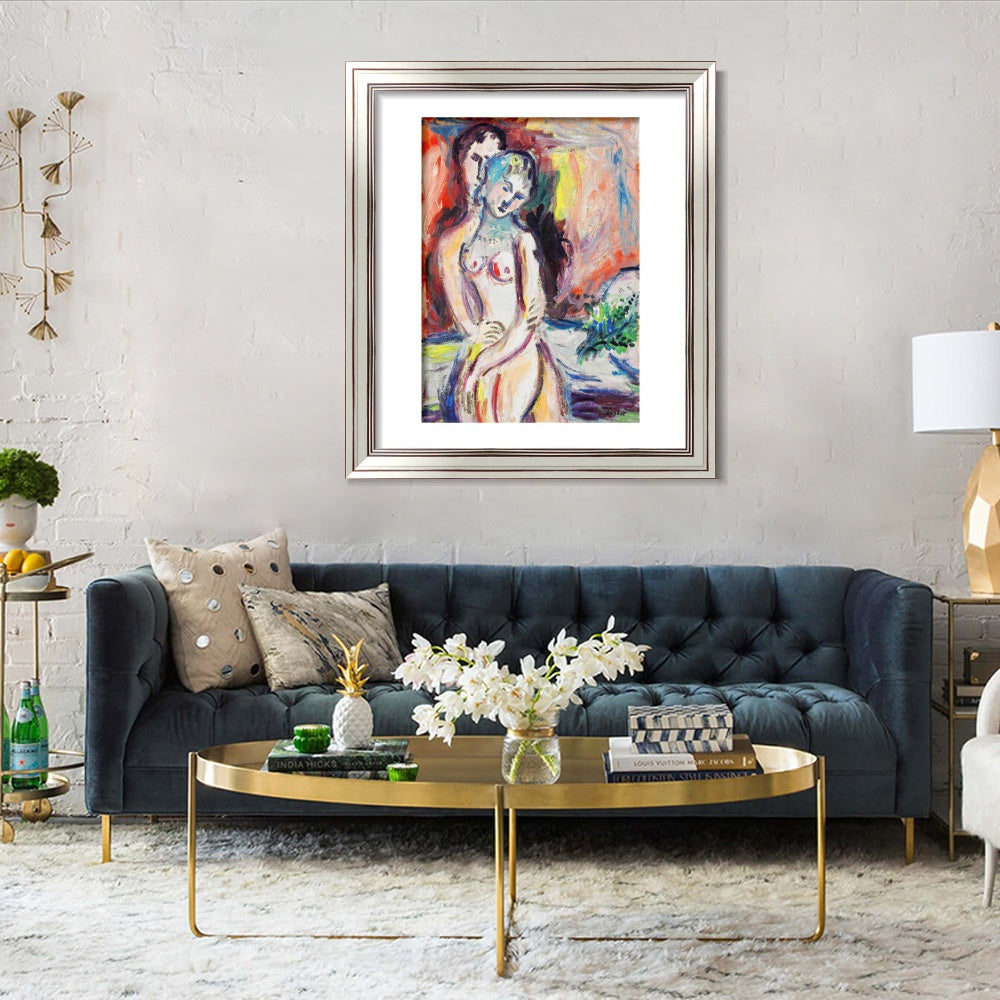 INVIN ART Framed Canvas Art Giclee Print Hug 1 by Marc Chagall Wall Art Room Living Office Home Decorations