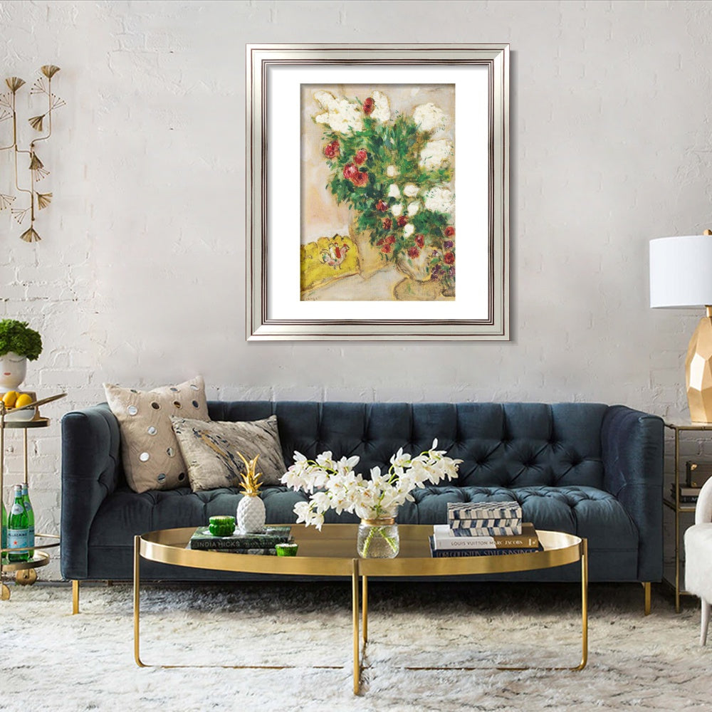 INVIN ART Framed Canvas Art Giclee Print Flower 17 by Marc Chagall Wall Art Room Living Office Home Decorations
