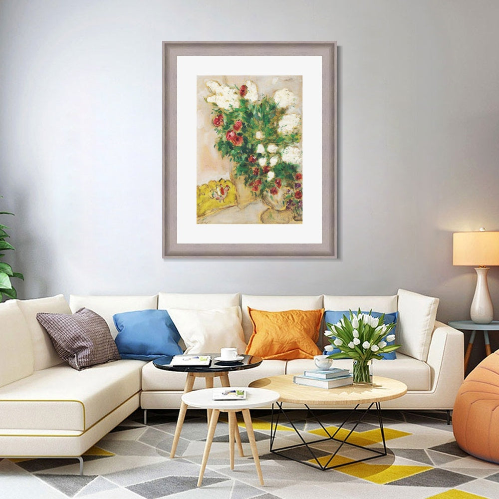 INVIN ART Framed Canvas Art Giclee Print Flower 17 by Marc Chagall Wall Art Room Living Office Home Decorations