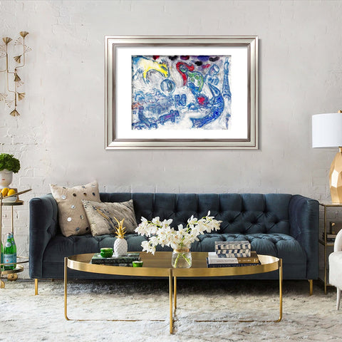 INVIN ART Framed Canvas Art Giclee Print Woman by Marc Chagall Wall Art Room Living Office Home Decorations