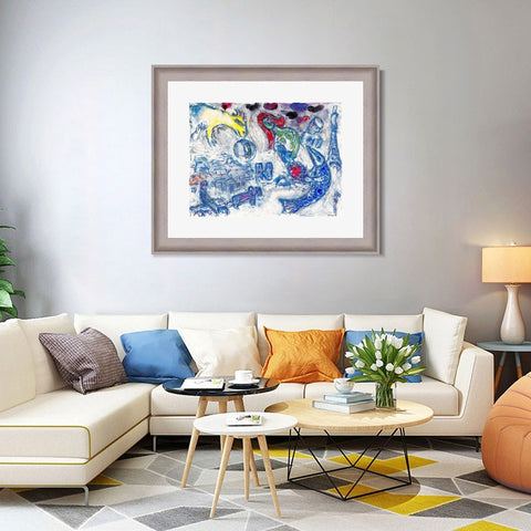 INVIN ART Framed Canvas Art Giclee Print Woman by Marc Chagall Wall Art Room Living Office Home Decorations